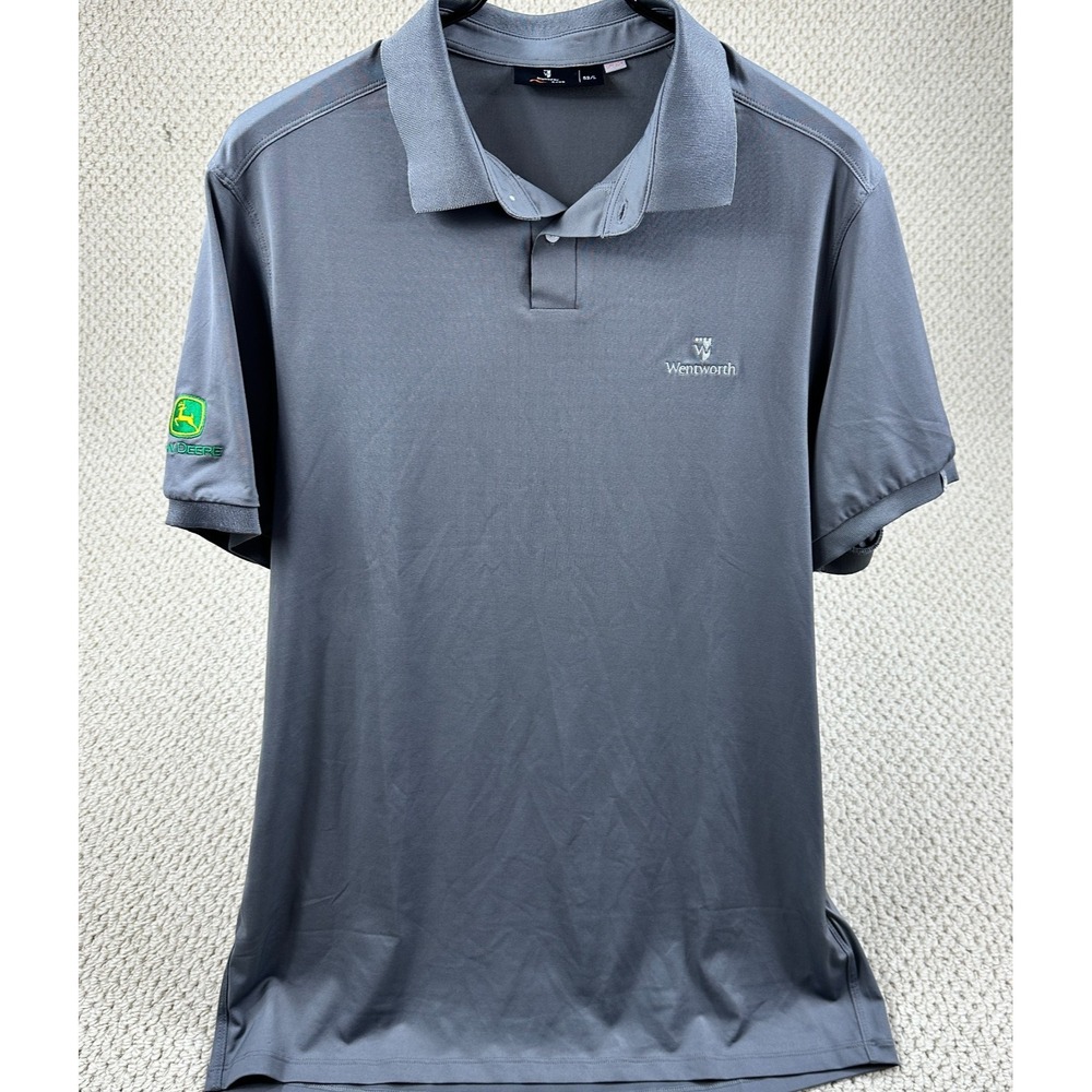 KJUS Shirt Mens L Dark Gray Wentworth Golf Polo Performance John Deere Logo